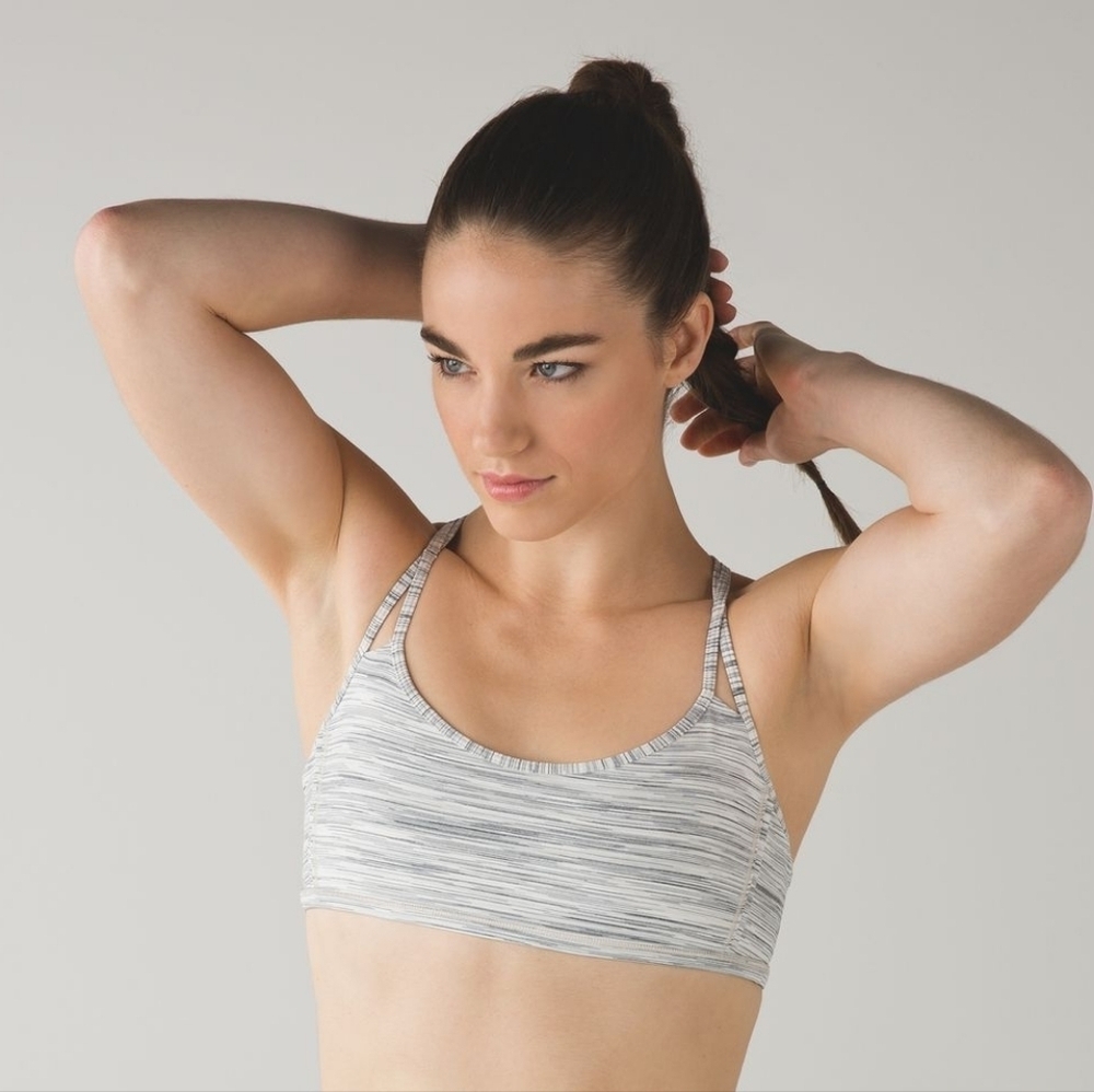 Lulu🍋 Lululemon Lighten Up Bra Space Dye Camo White Silver Spoon Size 8 - Picture 2 of 9